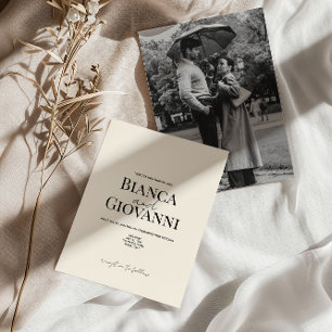 Minimalist Retro Black Typography Wedding Invitation