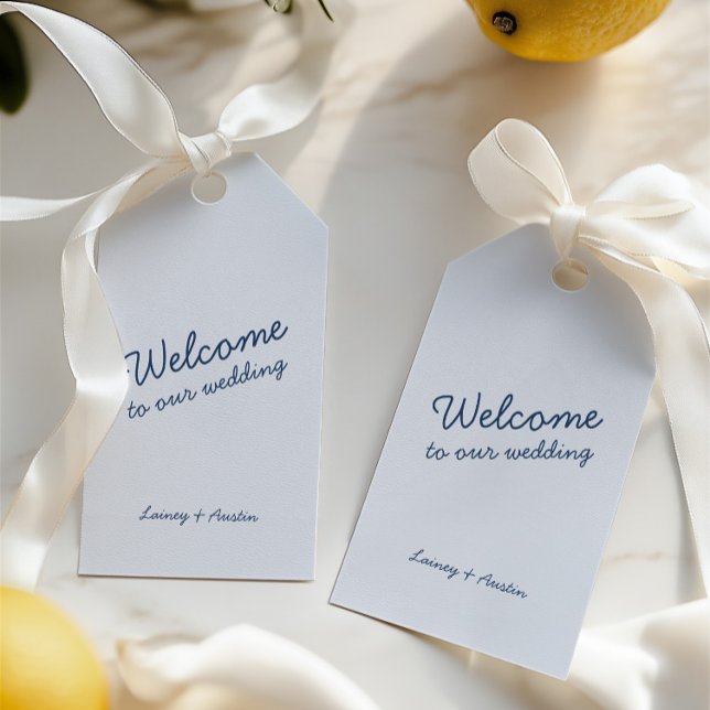 Minimalist Retro Blue Wedding Gift Tag (Minimalist Retro Blue Wedding Gift Tag)