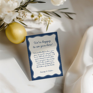 Minimalist Retro Blue Wedding Welcome Thank You Card