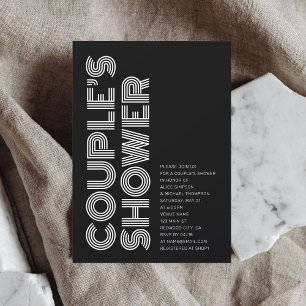 Minimalist Retro Bold Black Couple Shower Invitation