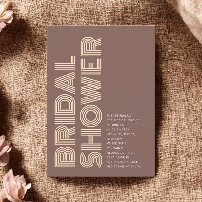 Minimalist Retro Bold Terracotta Bridal Shower Invitation (Creator Uploaded)