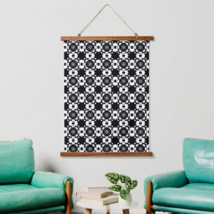 Minimalist retro check pattern – Monochrome design Hanging Tapestry