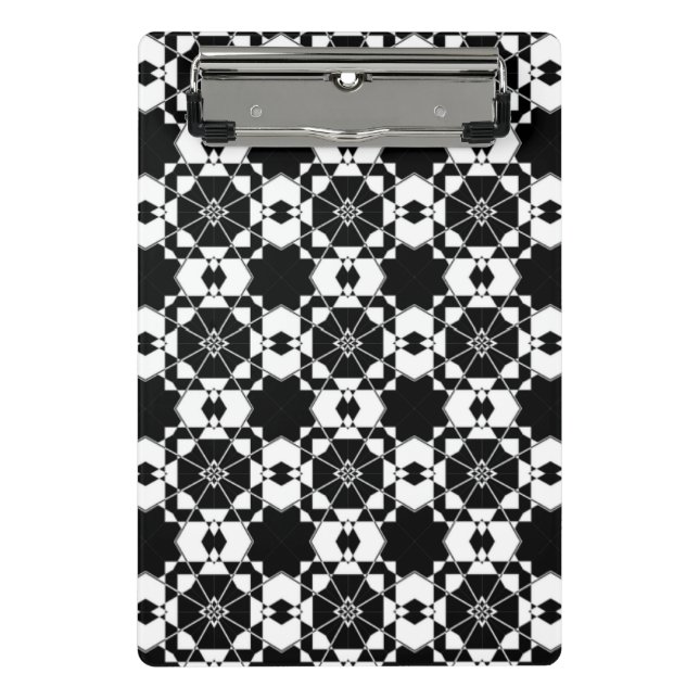 Minimalist retro check pattern – Monochrome design Mini Clipboard (Front)