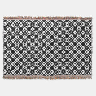 Minimalist retro check pattern – Monochrome design Throw Blanket