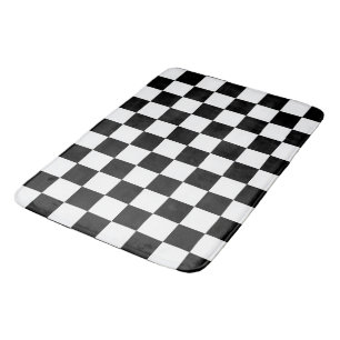 Minimalist Retro Chequered – Monochrome Streetwear Bath Mat
