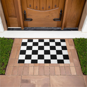 Minimalist Retro Chequered – Monochrome Streetwear Doormat