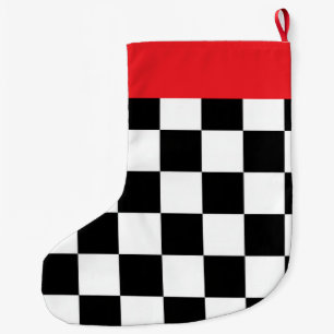 Minimalist Retro Chequered – Monochrome Streetwear Large Christmas Stocking