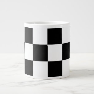 Minimalist Retro Chequered – Monochrome Streetwear Large Coffee Mug