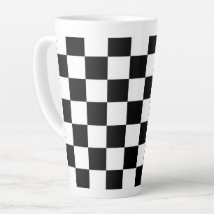Minimalist Retro Chequered – Monochrome Streetwear Latte Mug