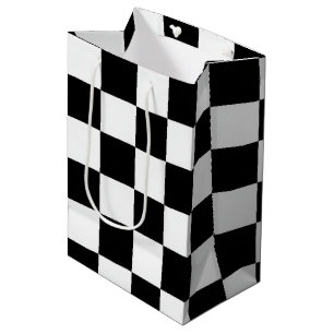 Minimalist Retro Chequered – Monochrome Streetwear Medium Gift Bag