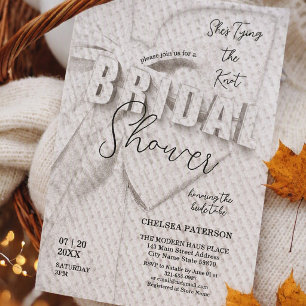 Minimalist Retro Elegant White Bow Bridal Shower Invitation
