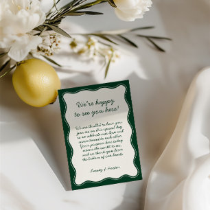 Minimalist Retro Emerald Green Wedding Welcome Thank You Card