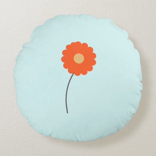 Minimalist Retro Flower Round Pillow (Front)