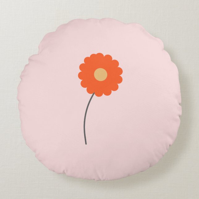 Minimalist Retro Flower Round Pillow (Front)
