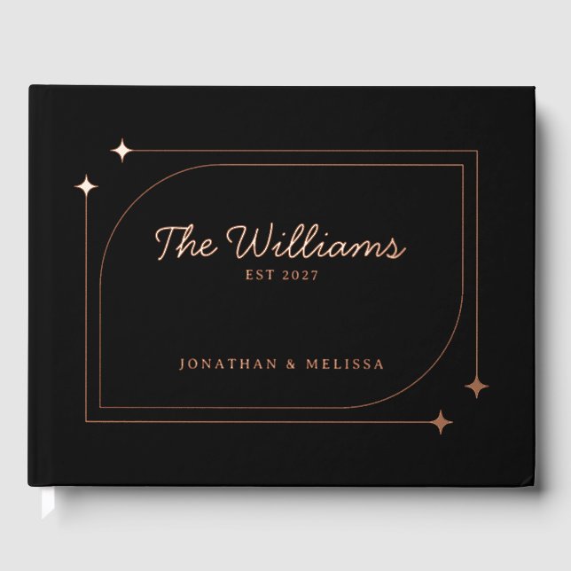 Minimalist Retro Foil Guest Book Photo Guestbook (Front)