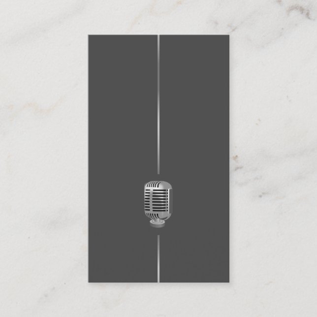 Minimalist Retro Microphone Business Card (Front)