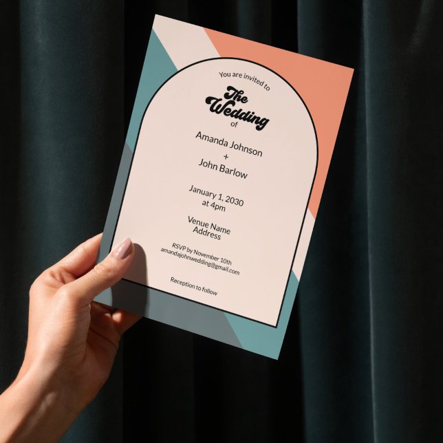 Minimalist Retro Orange Geometric The Wedding Of Invitation (Creator Uploaded)