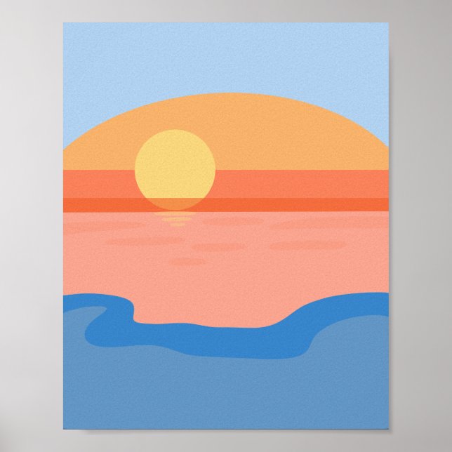 Minimalist retro orange sunset poster (Front)