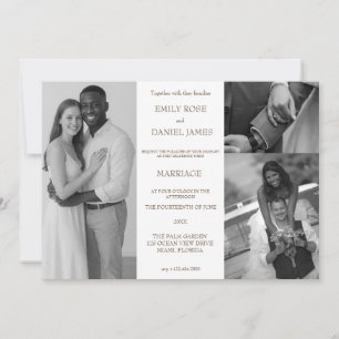 Minimalist retro photo collage wedding invitation