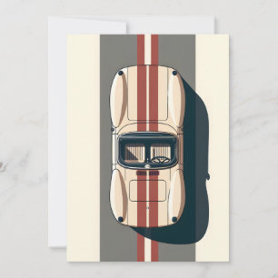 Minimalist Retro Racing Car Stripe Announcement
