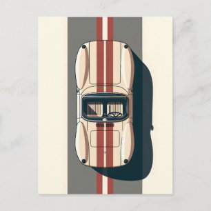 Minimalist Retro Racing Car Stripe Holiday Postcard