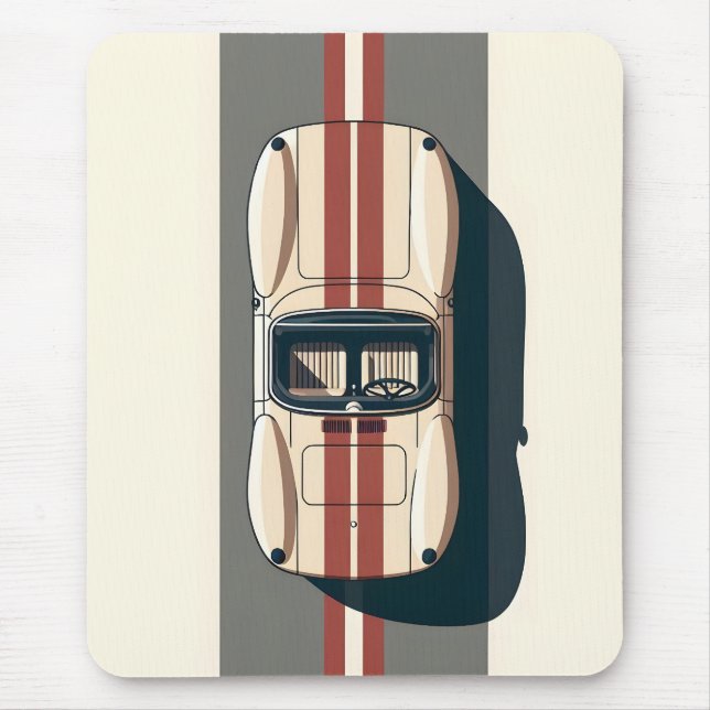 Minimalist Retro Racing Car Stripe Mouse Pad (Front)