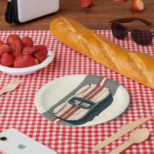 Minimalist Retro Racing Car Stripe Paper Plate