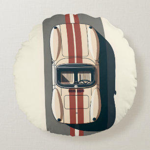 Minimalist Retro Racing Car Stripe Round Cushion