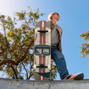 Minimalist Retro Racing Car Stripe Skateboard
