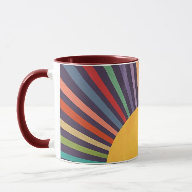 Minimalist Retro Rainbow Sun Rays Mug (Left)