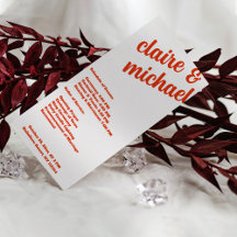 Minimalist Retro Simple Modern Wedding Program