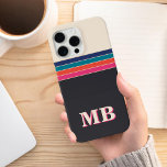 Minimalist Retro Stripe Initial Monogram iPhone 15 Pro Max Case<br><div class="desc">Minimalist Retro Stripe Initial Monogram Phone Case. Create your own personalised iPhone Case with custom initial name.</div>