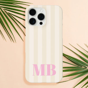 Minimalist Retro Striped Monogram iPhone 16 Pro Max Case