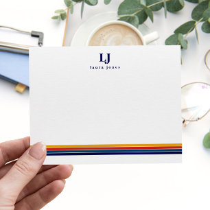 Minimalist Retro Stripes Monogram Card
