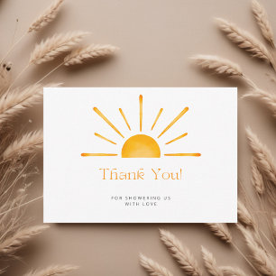 Minimalist Retro Sun Baby Shower Thank You Card