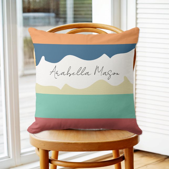 Minimalist Retro Technicolor Script Personalised Cushion (Creator Uploaded)