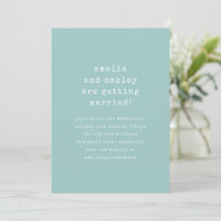 Minimalist Retro Typewriter Aqua White Wedding