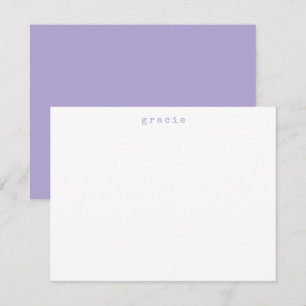 Minimalist Retro Typewriter Custom Name Lavender Card