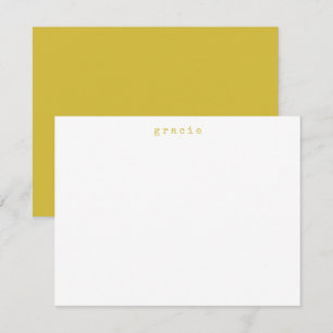Minimalist Retro Typewriter Custom Name Yellow Card