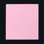 Minimalist Retro Typewriter Font Personalised Pink Notepad<br><div class="desc">Stay organised in style with this minimalist pink and orange personalised notepad. Featuring a soft pastel background and a simple yet elegant name in typewriter-style font, this design is perfect for daily notes, to-do lists, or journalling. Ideal for professionals, students, or anyone who loves chic stationery. A thoughtful custom gift...</div>