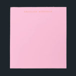 Minimalist Retro Typewriter Font Personalised Pink Notepad<br><div class="desc">Stay organised in style with this minimalist pink and orange personalised notepad. Featuring a soft pastel background and a simple yet elegant name in typewriter-style font, this design is perfect for daily notes, to-do lists, or journalling. Ideal for professionals, students, or anyone who loves chic stationery. A thoughtful custom gift...</div>
