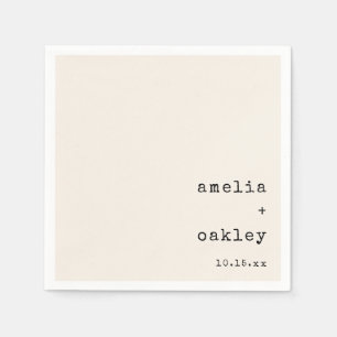 Minimalist Retro Typewriter Ivory Custom Wedding  Napkin