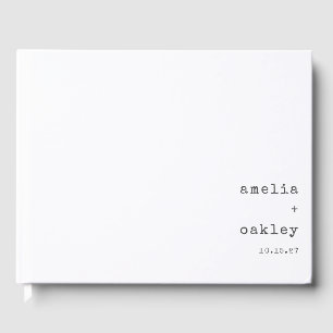 Minimalist Retro Typewriter White Custom Wedding  Guest Book