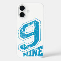 Minimalist Retro Typography Blue Number Nine
