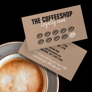 Minimalist Retro Vintage Brown Kraft Simple Coffee Loyalty Card
