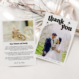Minimalist Retro Wedding Photos Thank You Card