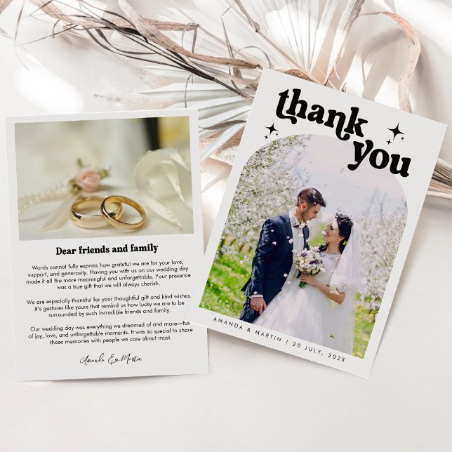 Minimalist Retro Wedding Photos Thank You Card (Creator Uploaded)