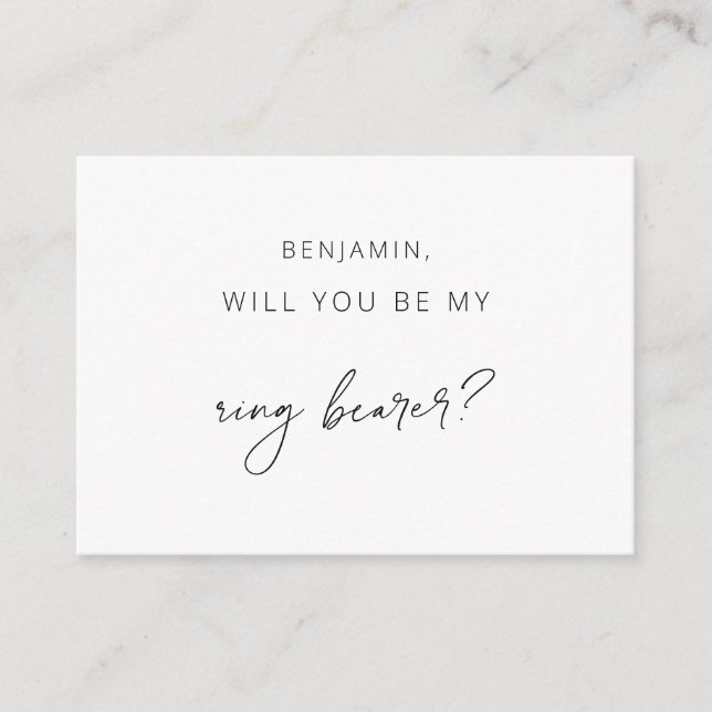 Minimalist Ring Bearer Proposal Card (Front)