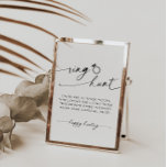 Minimalist Ring Hunt Elegant Calligraphy Game Poster<br><div class="desc">Bridal shower ring hunt game poster.</div>