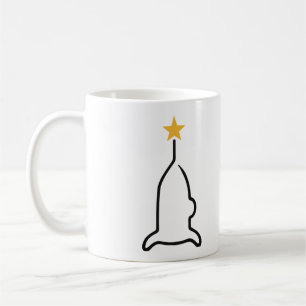 Minimalist Rocket One Line Art with Yellow Star Coffee Mug
